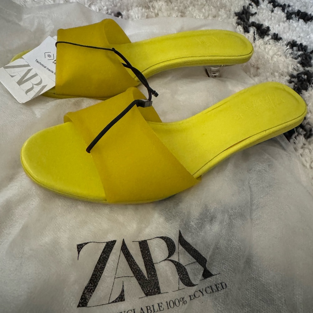 Zara Yellow Slide Sandals